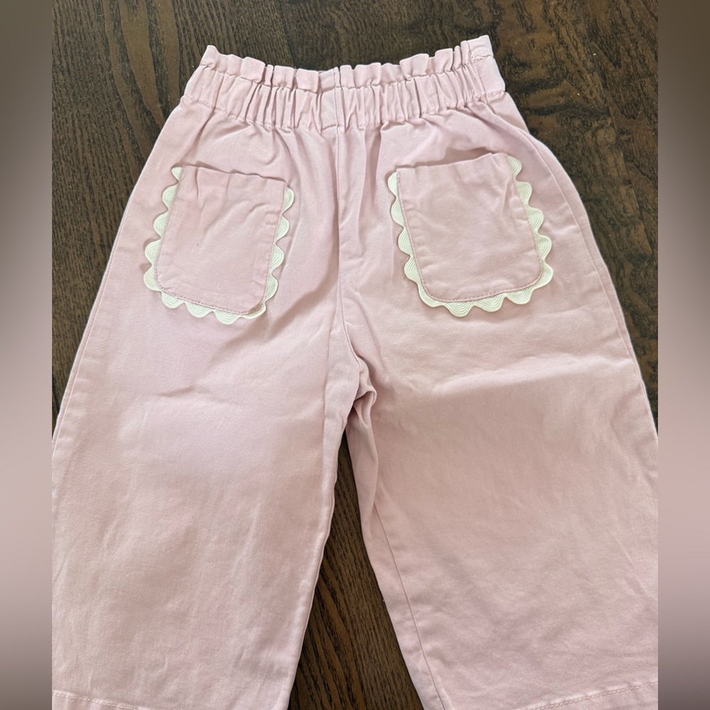 Zara Pink Girls' Casual Pants with Scalloped Pockets